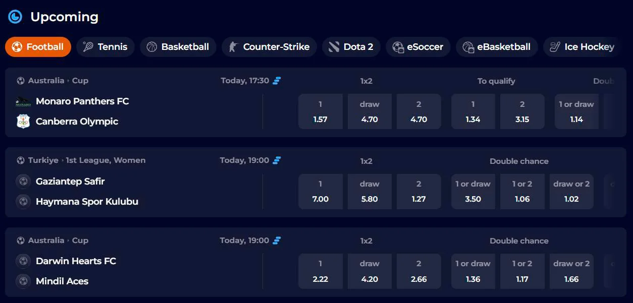 betting football ninecasino